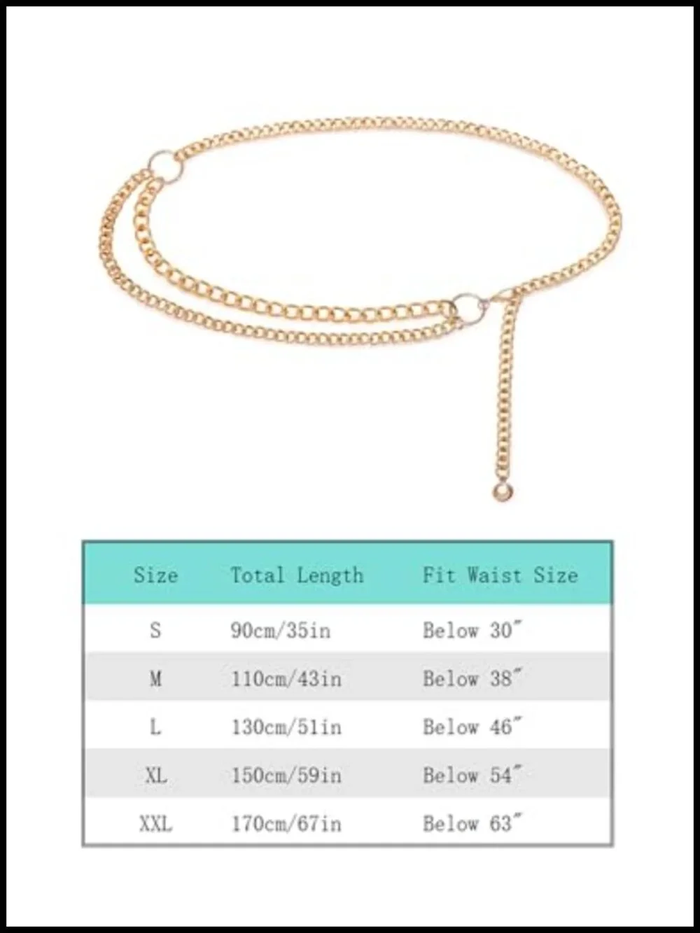 Gold Waist Chain Belt - Metal Link Dangling Cinturon de Mujer